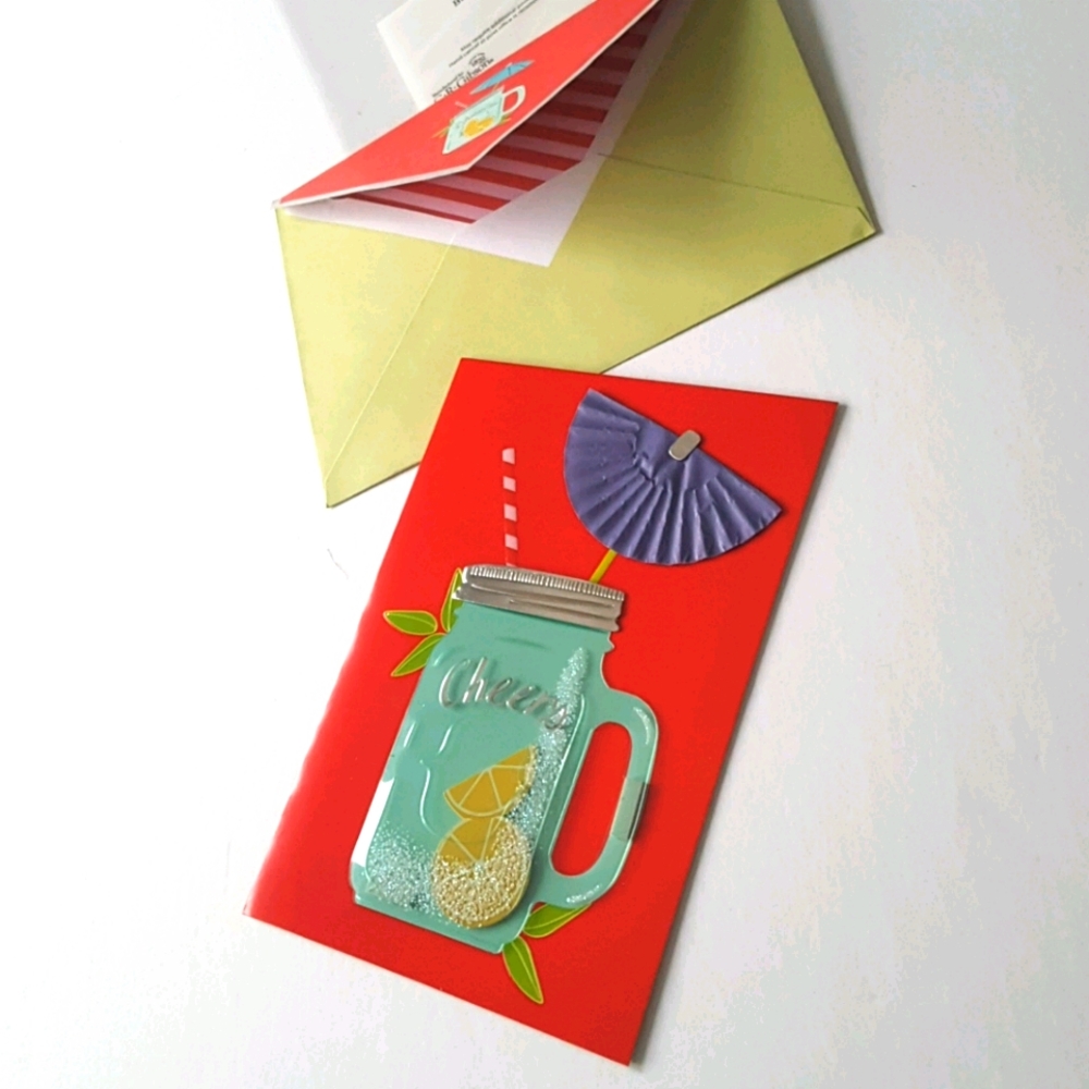 2 pcs C R Gibson Luxury Card Cheers Glass Umbrella (1 Card with Envelope)
